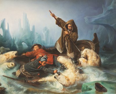 Kamp mot isbjørn, 1839. av François August Biard
