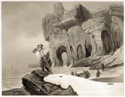 Bear Island fra Travels in Scandinavia, Lappland, Spitsbergen and the Færøyene, pub. 1852 (gravering) av François Auguste Biard