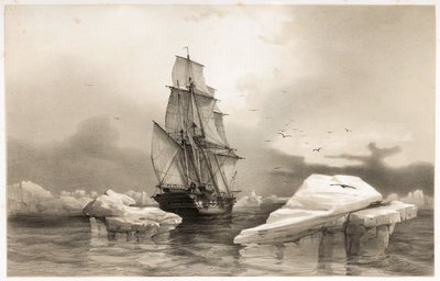 Corvette "La Recherche" nær Bear Island 7. august av François Auguste Biard