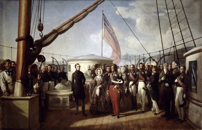 Dronning Victoria mottok kong Louis Philippe I om bord på Royal Yacht, 2. september 1843 av François Auguste Biard
