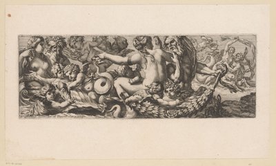 Triumph of Met Galatea med Nereids, Satyrs og Putti Mytologiske figurer ved vannet (serietittel) av François Bignon (attributed to)