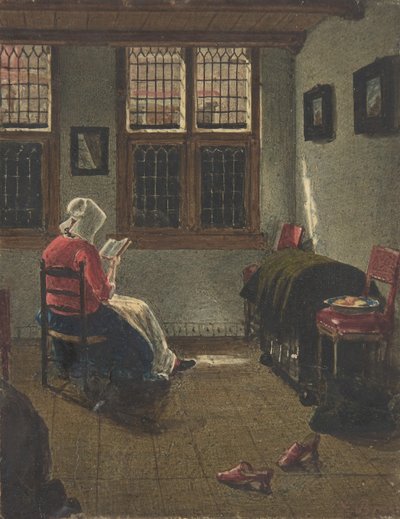 En kvinne som leser, etter Pieter Janssens Elinga, 1846-47. av François Bonvin