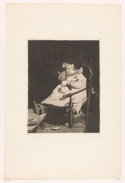 Kind op een stoel kaller på Ten Etchings, tegnet og gravert av F. Bonvin, Painter (serietittel) av François Bonvin