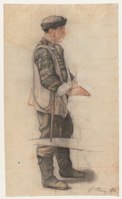 Bårebærerstudien for The Fallen Roofer, 1876. av François Bonvin