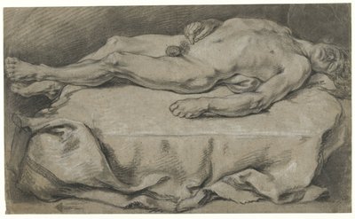Anatomisk studie av liggende naken mann av François Boucher (manner of)
