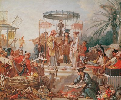 Et kinesisk ekteskap, studie for en billedvev tegneserie, ca. 1742 av François Boucher