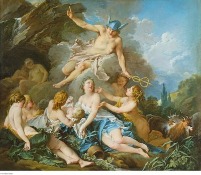 Boucher - Merkur betror nymfene den spedbarns Bacchus, ca. 1732–1734 av François Boucher