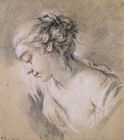 Byste av en jente i profil til venstre, midten av 1700-tallet av François Boucher