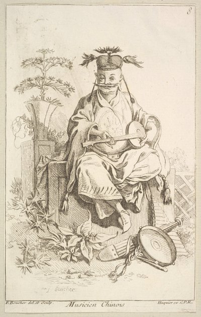 Kinesisk musiker, 1738-45. av François Boucher