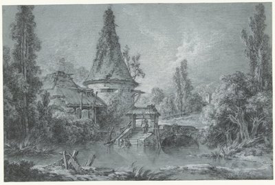 Landskap med et tårn, nær Beauvais av François Boucher