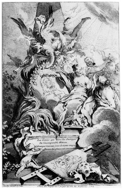 The Graces at the Tomb of Watteau, c1720-1770 1924 av François Boucher