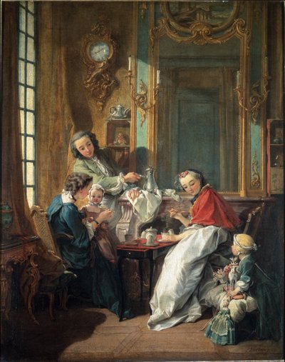 Lunsjscene i et borgerlig interiør av François Boucher