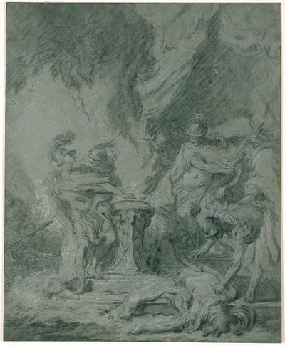 Mucius Scaevola legger hånden i ilden av François Boucher