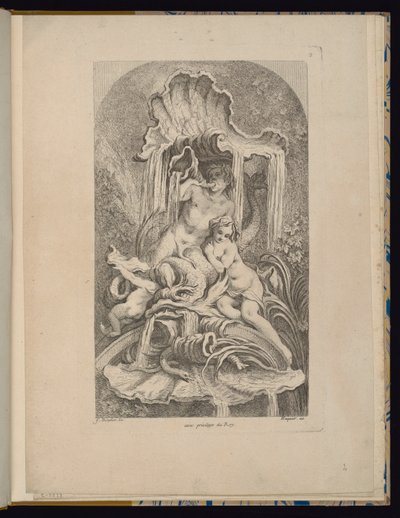 Plate 2, Receuil de Fontaines (Samling av fontener) av François Boucher