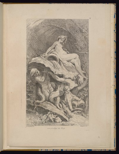 Plate 4, Receuil de Fontaines (Samling av fontener) av François Boucher
