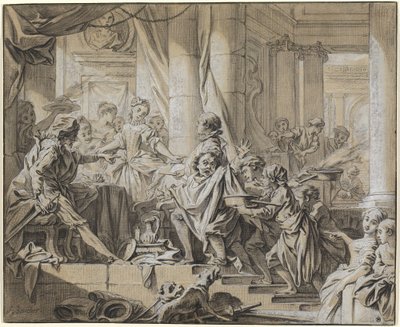 Sancho flykter fra hertugens tjenere av François Boucher
