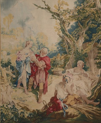 Tapet som viser Psyche and the Basketmaker av François Boucher
