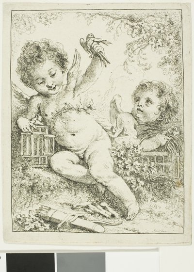 To putti med en fugl av François Boucher