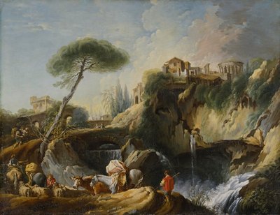 Utsikt over Tivoli med Vesta-tempelet, ca. 1749 av François Boucher