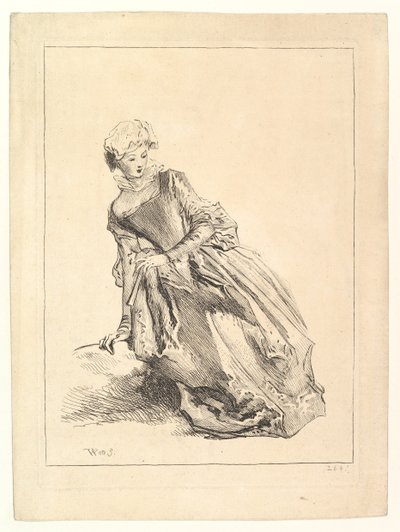 Kvinne lener til venstre, 1722-28. av François Boucher