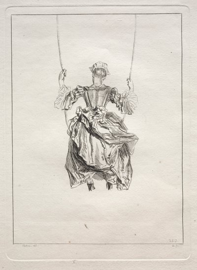 Kvinne på en huske, sett bakfra av François Boucher