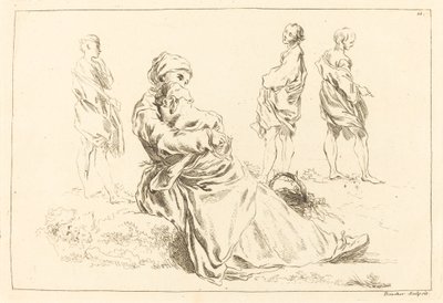 Figurstudier inkludert sittende mor og barn av François Boucher after Abraham Bloemaert