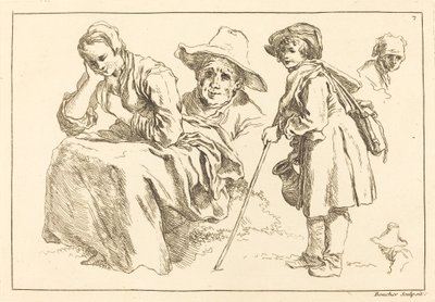 Figurstudier inkludert stående gutt som holder en mugge av François Boucher after Abraham Bloemaert