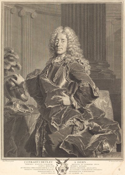 Conrad Detleu von Dehn av François Chereau I after Hyacinthe Rigaud