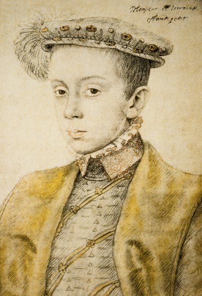 Charles II eller III de Lorraine (1543-1608), ca. 1558 (drwash, akvarell, blyant) av François Clouet