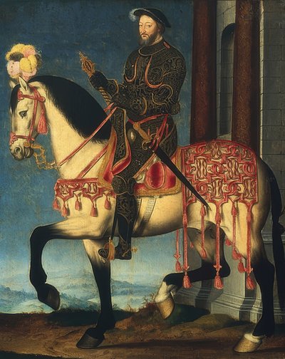 Ridesportrett av Franz I, konge av Frankrike. Rundt 1540 av François Clouet