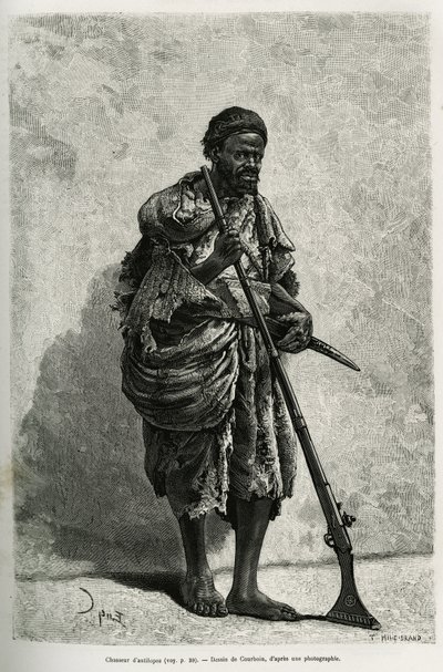 Antilopejeger. Gravering av Courboin, for å illustrere det algeriske Sahara, av V.Largeau, i 1874-1878, publisert i Tour du monde, under ledelse av Edouard Charton (1807-1890) av François Courboin
