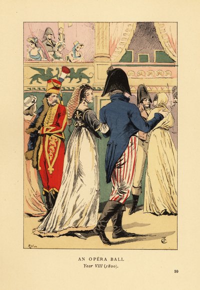 Fasjonable gjester på maskeradeball av François Courboin