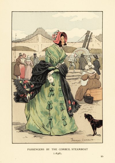 Passasjerer med Corbeil Steamboat, Paris av François Courboin
