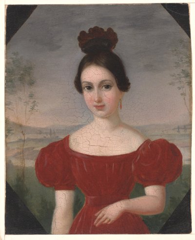 Portrett av Marie Louise Têtu, Madame François Fleischbein, ca. 1833-36 (olje på montert papir) av François Fleischbein