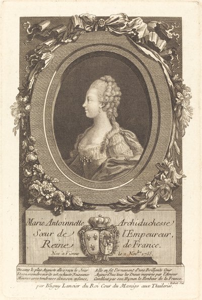 Marie Antoinette av François Hubert after Honore Thomas Bligny