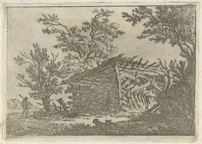 Landskap med nedslitt låve av François Joseph Pfeiffer (II)
