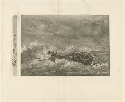 Stormfullt hav med synkende skip av François Joseph Pfeiffer (II)