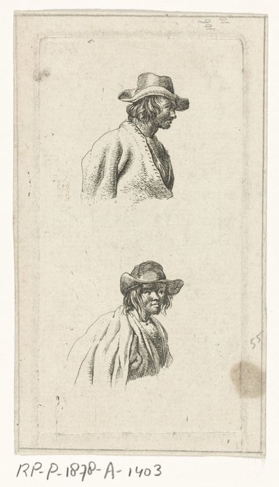 To mannsbyster, med hatt av François Joseph Pfeiffer (II)