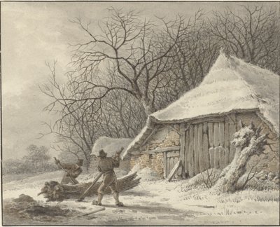 Vinterlandskap med en gård nær Voorbroek i Terborg av François Joseph Pfeiffer (II)