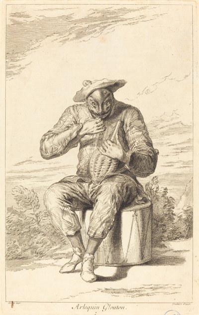 Harlekin frosser av François Joullain after Claude Gillot