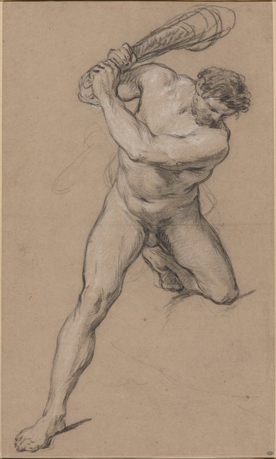 Hercules Raising his Club: Studie for "Hercules and Cacus" av François Le Moyne