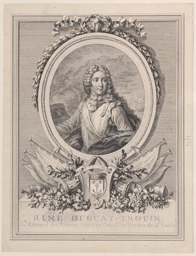 Portrett av René Duguay-Trouin, generalløytnant for Kongens sjøhærer, 1..., 1765-1807. av François Nicolas Barthélemy Dequevauviller