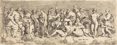Psyches opptak til Olympia av François Perrier after Raphael