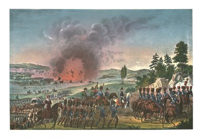 Franskmennenes tilbaketrekning etter slaget ved Leipzig, 19. oktober 1813, c1850 av François Pigeot
