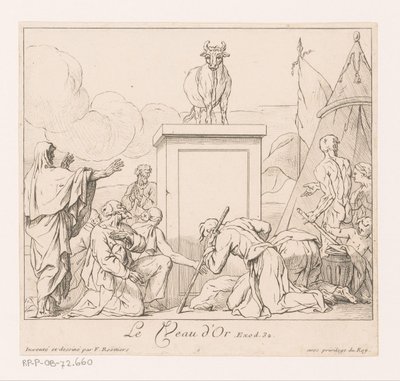 Tilbedelse av gullkalven Le Veau d'Or (tittel på objekt) av François Roëttiers (I)