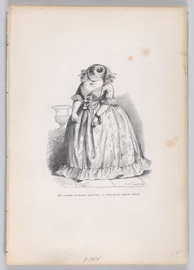 Hun stilte seg som en overlegen ugle, og var bare en latterlig ugle fra Scener fra..., ca. 1837-47. av François Rouget