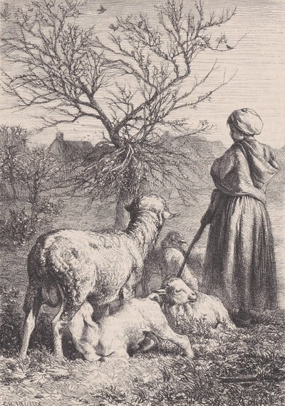 En gjeterinne, ca. 1852. av François Rouget