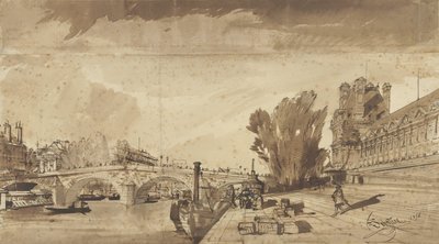 Seinen og Pont Royal; til høyre Pavillon de Flore og en fløy av Louvre av François Victor Sabatier