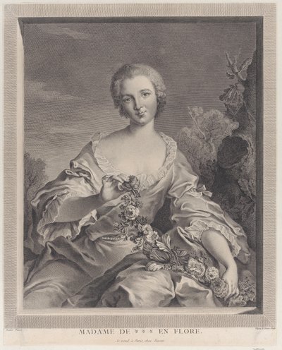 Portrett av Louise Henriette de Bourbon Conti som Flora, 1766-1805. av François Voyez