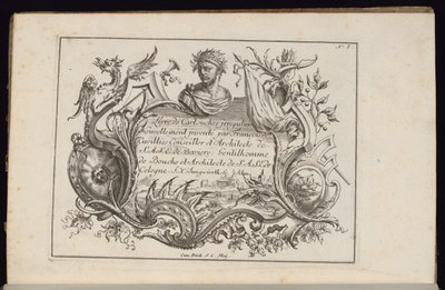Patron med portrettbyste, bok med uregelmessige kassetter av François de Cuvilliés the Elder